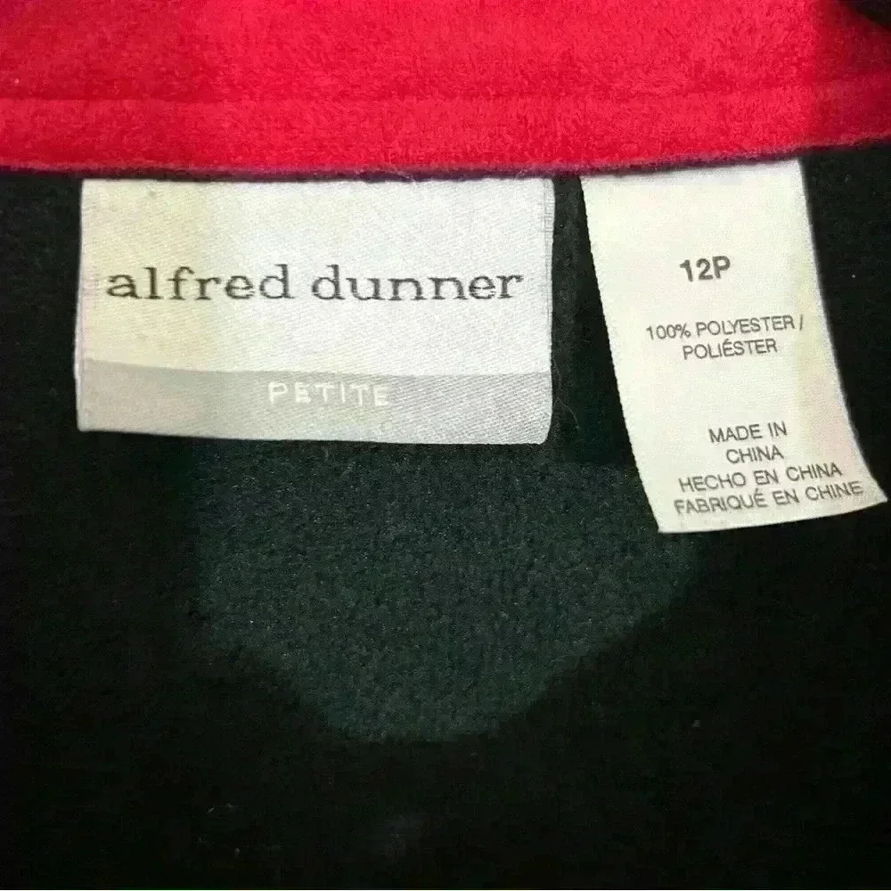 Alfred Dunner Red Suede Jacket Button Front Pockets Textured Detail Sz 16 Y2K